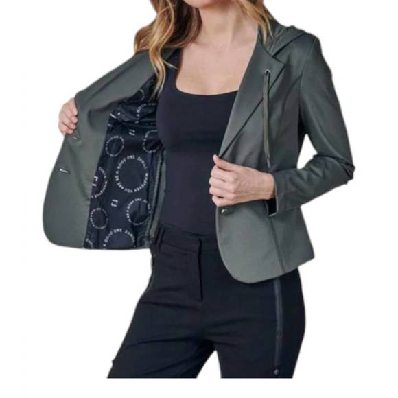 NEW ZHRILL darcia techno hooded blazer in grape leaf - Picture 2 of 4